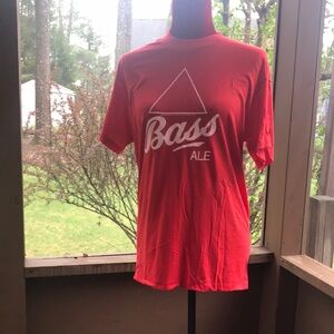 Vibrant Red Short Sleeve Tee with Bass Ale logo